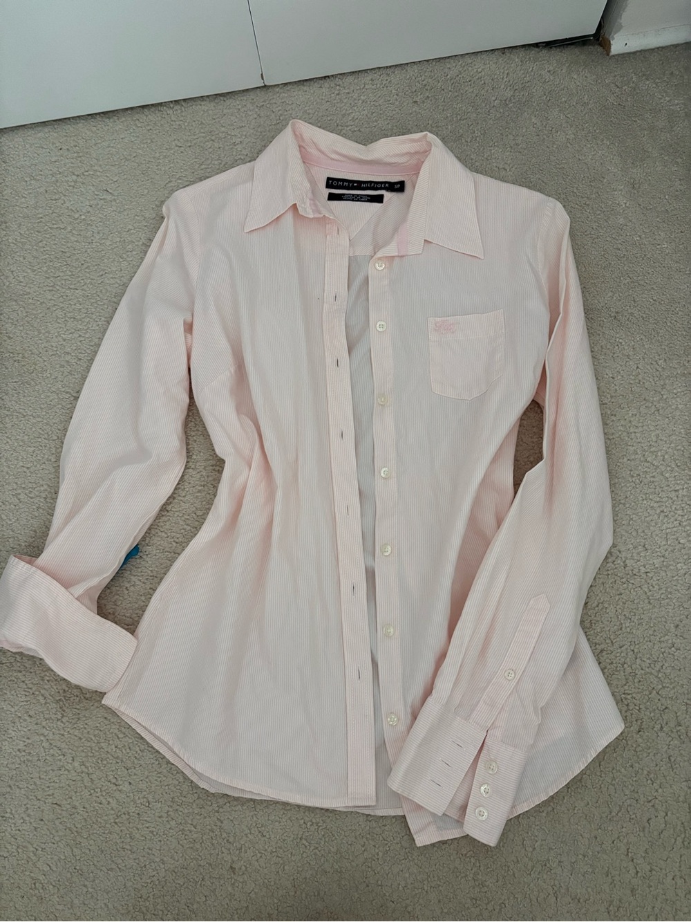 Tommy Hilfiger Men's Pale Pink Striped Button-Down Shirt